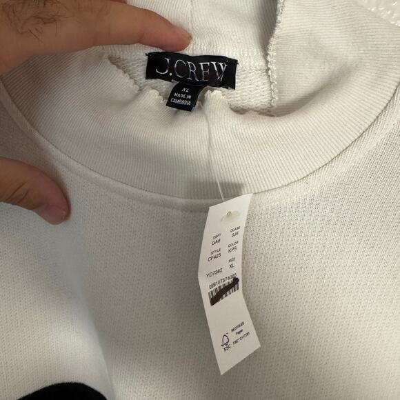 J.Crew Heritage Terry Mockneck Sweatshirt WMNS XL Kate Placed Stripe Black White - Picture 4 of 7